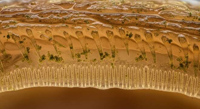 Microscopic View of a Snail Radula Showing Rows of Sharp Teeth for Feeding Macro Photography
