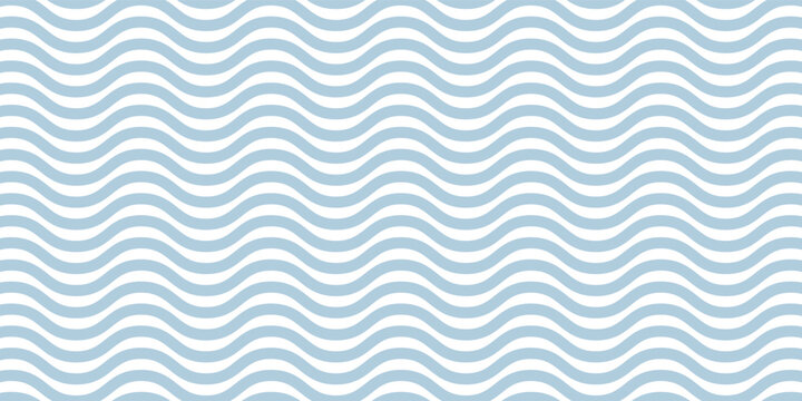Seamless Wave Pattern, Hand drawn water sea vector background. Wavy beach print, curly grunge paint lines, watercolor stripes
