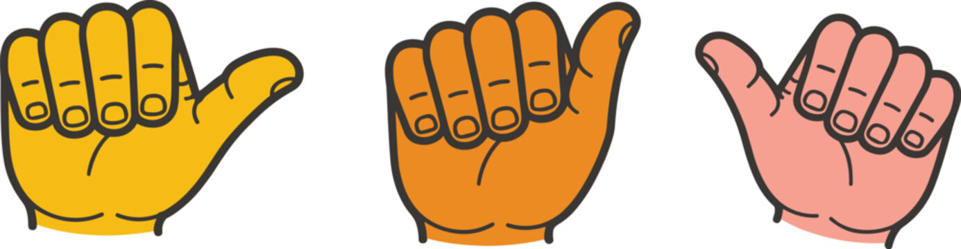 Illustration of three stylized cartoon hands making a thumbs up gesture in different colors