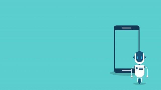 AI Chatbot Saying Hello on Smartphone Screen Animation