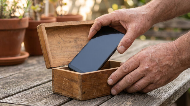 Adult Man Commitment to Digital Detox Session
