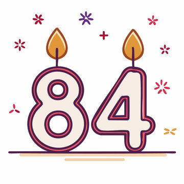 Number 84 Birthday Candles with Sparkles