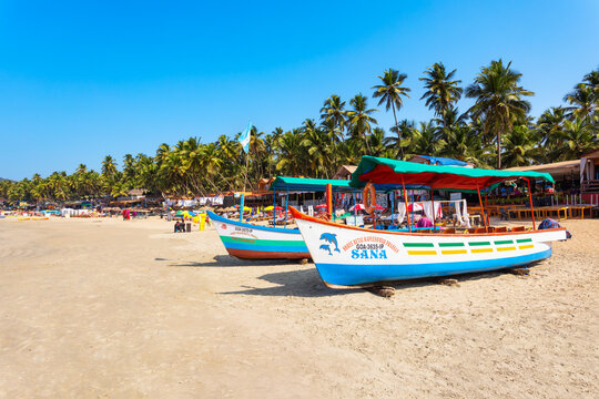 Boats at the Palolem Beach in Goa, India