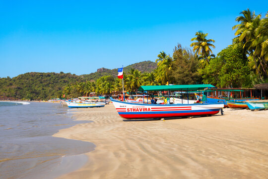 Boats at the Palolem Beach in Goa, India