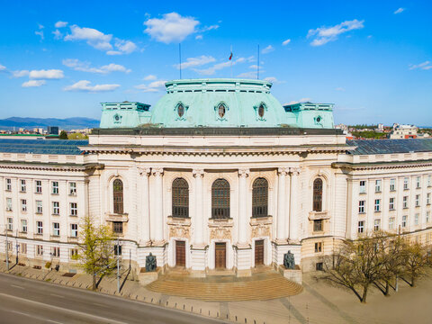 Sofia University aerial panoramic view in Bulgaria