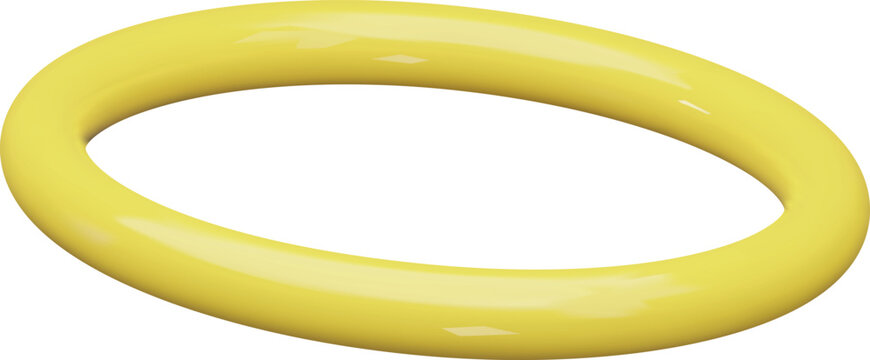 Golden ring 3D cartoon plastic style vector icon, realistic Angel halo element, glossy yellow circle, wedding jewelry