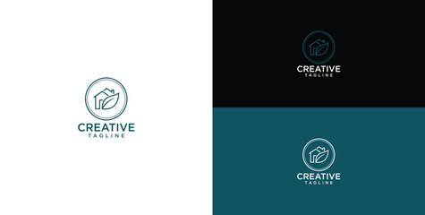 Fototapeta premium Abstract House and Leaf Logo Design