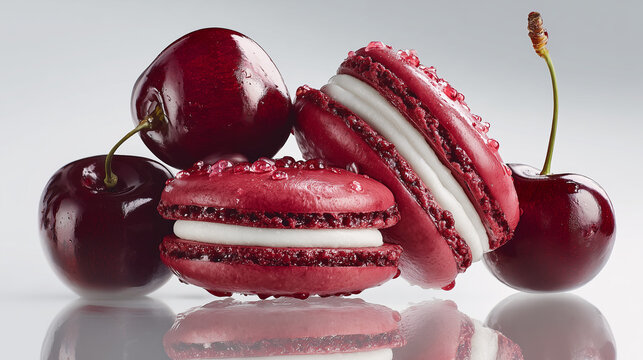 チェリーとルビー色マカロン / Floating Cherries & Ruby Macarons