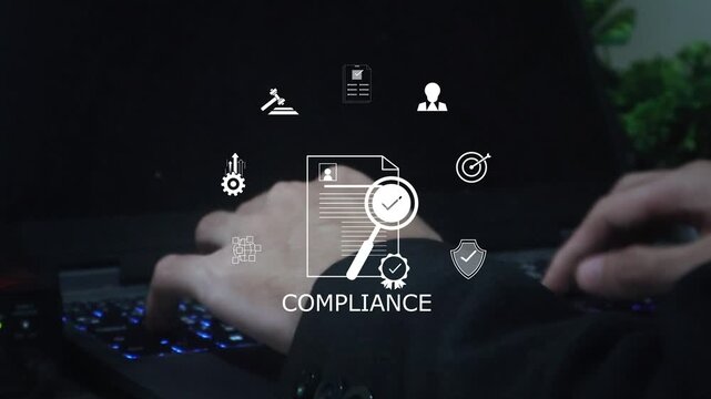 Concept of corporate compliance and risk management. Adhering to legal regulations and internal policies through systematic audits and process verification for business integrity.