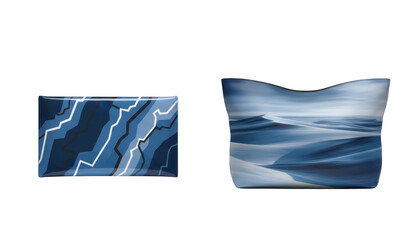 Fototapeta premium Two Bags with Abstract Blue Patterns and Desert Landscapes