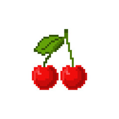 Fototapeta premium Vector Illustration of Cherry with Pixel Art Design