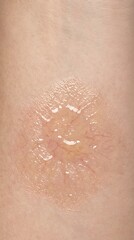 Fototapeta premium Close-up of a Blistered Skin Condition on Human Skin.