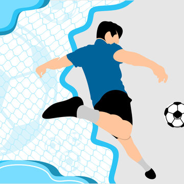 Soccer Player Kicking Ball Abstract Sports Illustration Vector. Soccer Template design, Football banner, Sport layout design, Soccer Football vector background