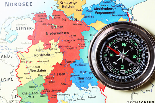 Compass On Map Of Germany
