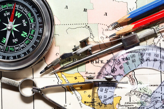 Compass On Map