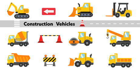 Construction Vehicles and Heavy Equipment Icons  © Pepperdots