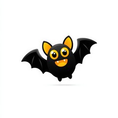 Fototapeta premium Cute Cartoon Bat with Big Yellow Eyes and Open Wings Illustration