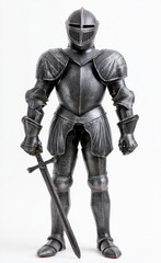 Obraz premium Medieval Knight Armor With Sword On White Background