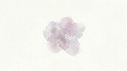 Watercolor floral ornament with soft purple and gray hues on white. © Mansura