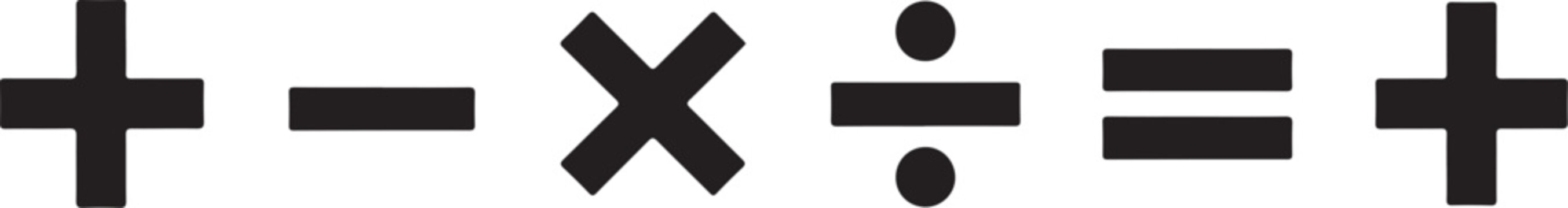 Mathematical symbols, basic arithmetic operators, plus, minus, multiplication, division isolated PNG with Transparent Background