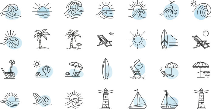 Tropical palm trees on sandy islands vector illustration