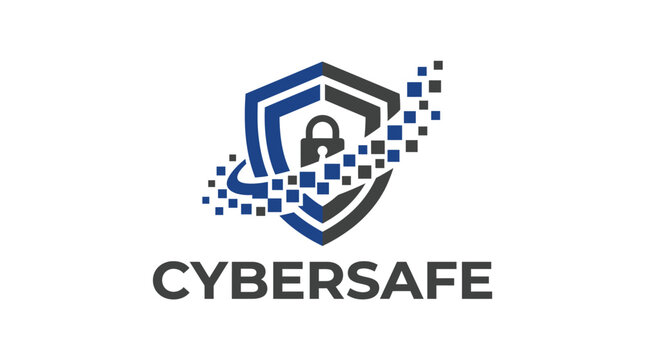 CyberSafe Shield Lock Digital Data Security Logo.