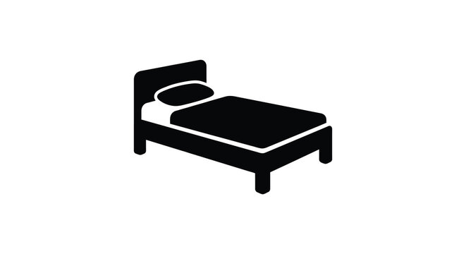 bed silhouette on white background sleep rest furniture night dream comfort mattress pillow frame simple icon