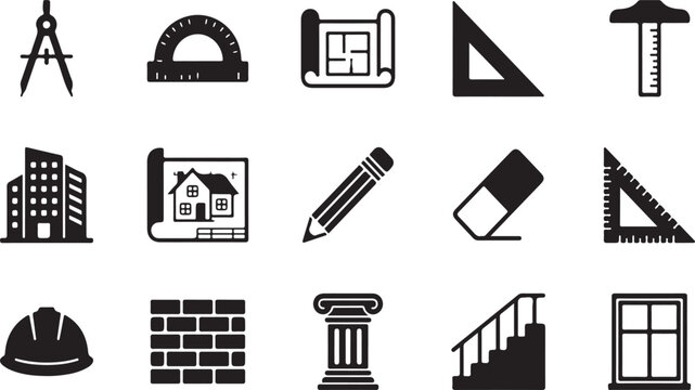 Black and white of houses, buildings, and structures