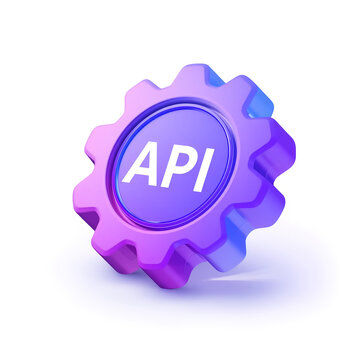 3D API Integration Icon for Developer and SaaS Technology Concept