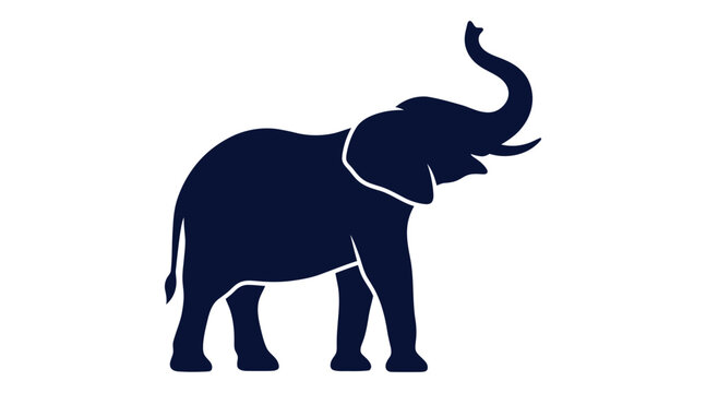Dark blue elephant silhouette simple vector illustration for wildlife