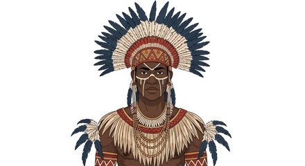 Obraz premium Tribal Warrior with Traditional Headdress and Face Paint