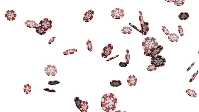 Falling Poker Chips on Black Background