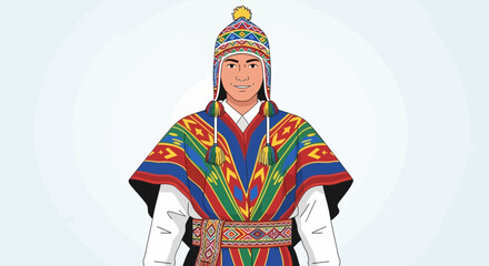 Obraz premium Traditional Andean Bolivian Man in Colorful Attire
