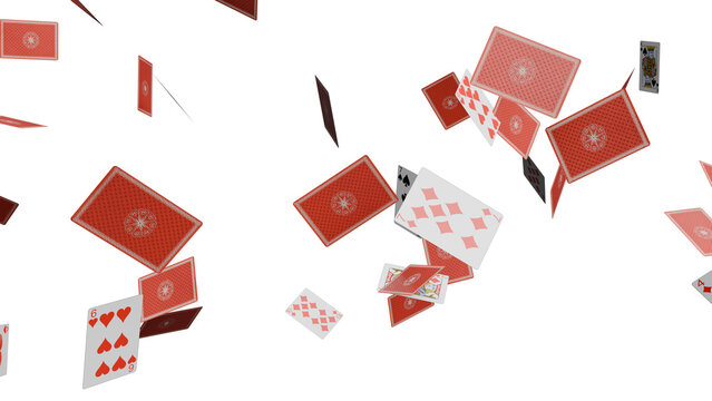 Falling Playing Cards on Black Background