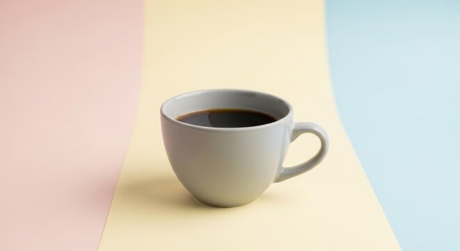 Elegant Coffee Cup on a Pastel Background for Refreshment.