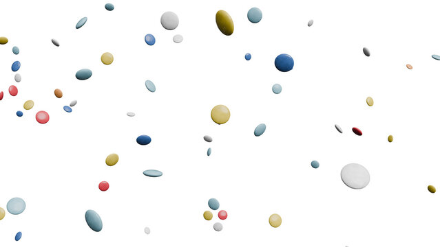 Floating Multicolored Tablets on Black Background