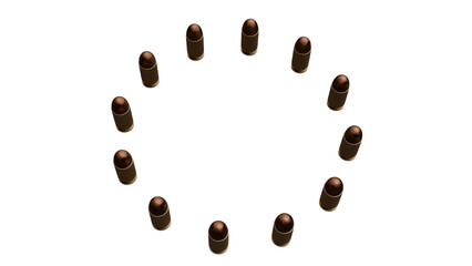 Obraz premium Circle of Bullet Casings on Black Background