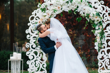 wedding ceremony of the newlyweds on the glade © omelnickiy