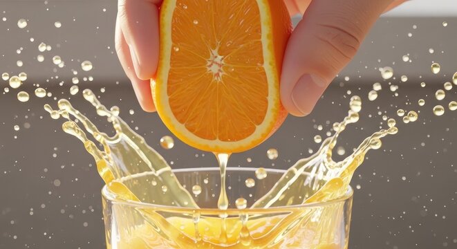 Fresh Orange Juice Splash in Glass.