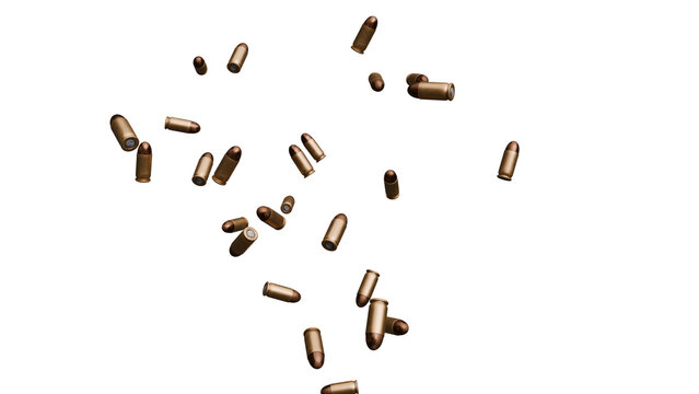 Falling Bullet Casings on Black Background