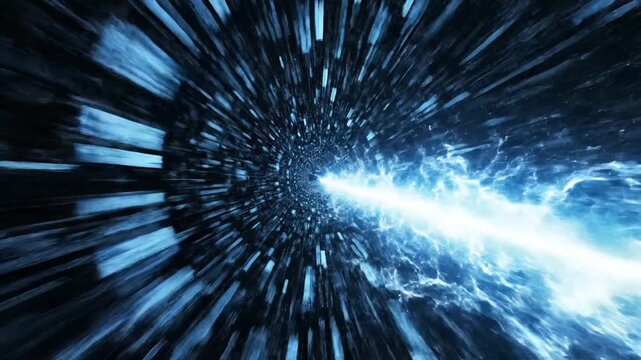 Abstract blue light streaks in motion blur.