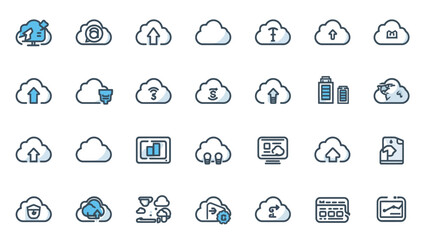 Obraz premium Cloud computing technology icons set.