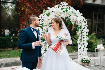 wedding ceremony of the newlyweds on the glade © omelnickiy