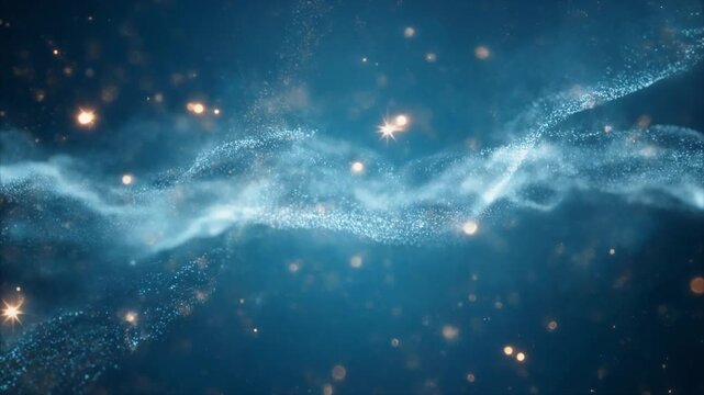 Fine cosmic dust particles floating faint blue haze hyper slow turbulence cinematic ambience