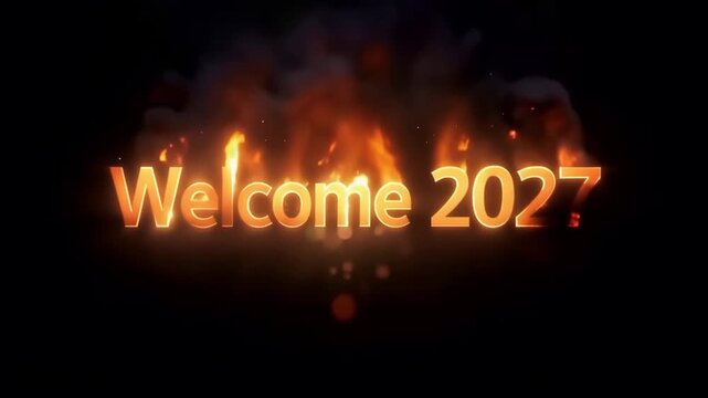 Goodbye 2026 Welcome 2027 Blazing Fire and Smoke New Year Animation in 4K