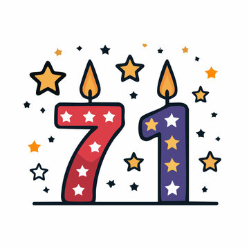 Birthday Candles Number 71 with Stars