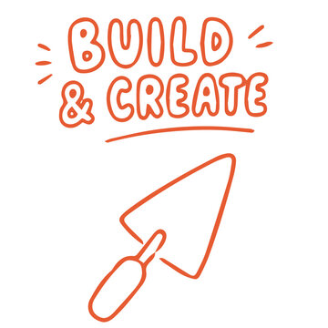 Build and create trowel doodle illustration for construction and masonry working tools