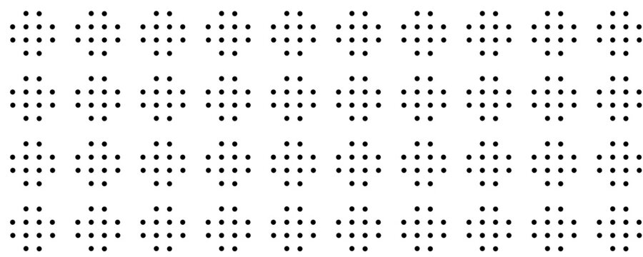 Abstract seamless pattern of tiny black dots on white background. Minimalist vector background of geometric circle grid, micro texture, and simple repeating ornament.