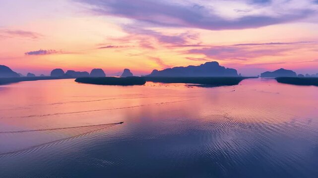 Amazing sunset or sunrise light over sea Sky in golden hour amazing seascape,Ocean Sunset beautiful sky clouds background