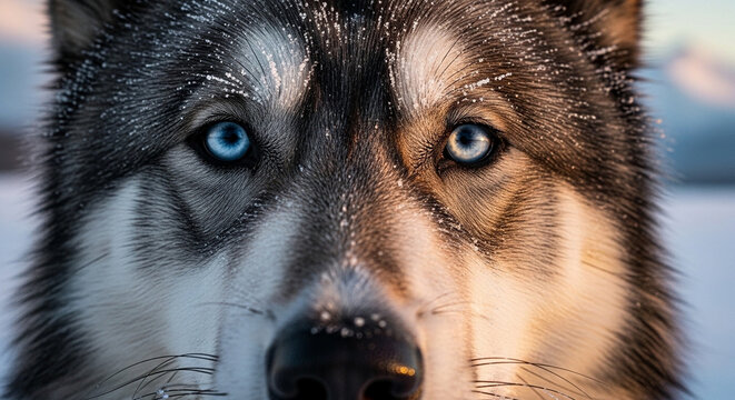 Duo wolf eyes stare intensely forward.
